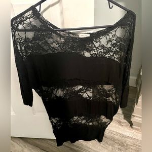 Black faux lace shirt